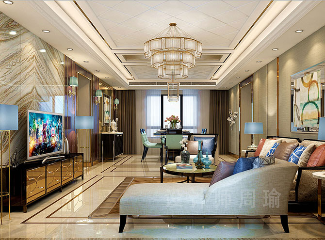 美国一级大黄世纪江尚三室两厅168平装修设计效果欣赏